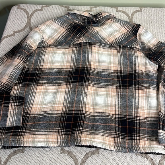Lucky Brand Sherpa lined snap button side pockets flannel plaid shirt jacket - Picture 3 of 16